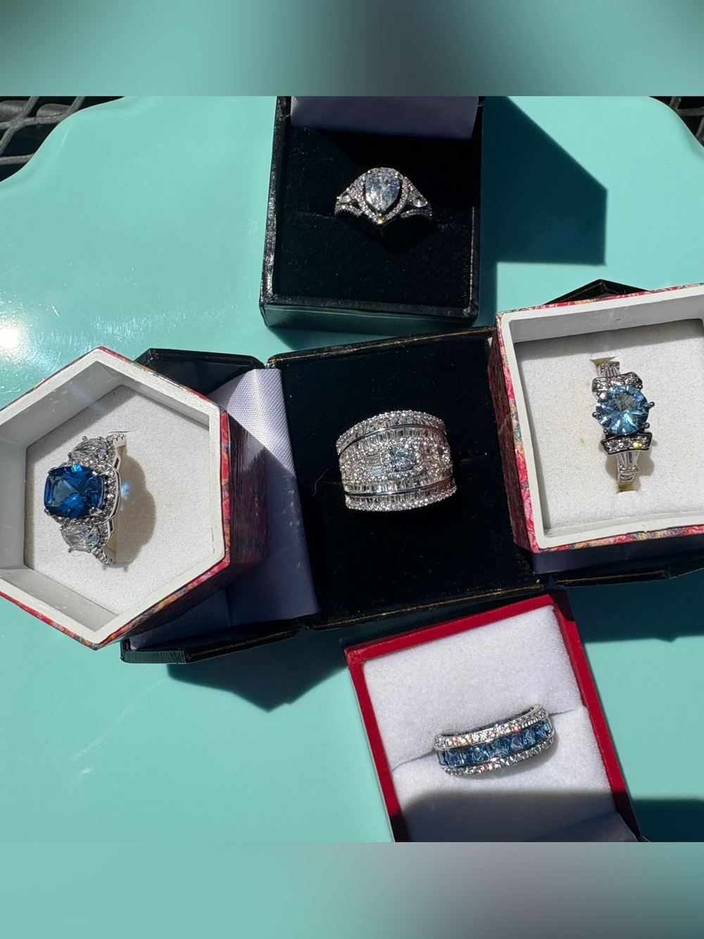 Collection of Five “Bella Luce” Sparking Faux Diamond/Gemstone Rings from JTV